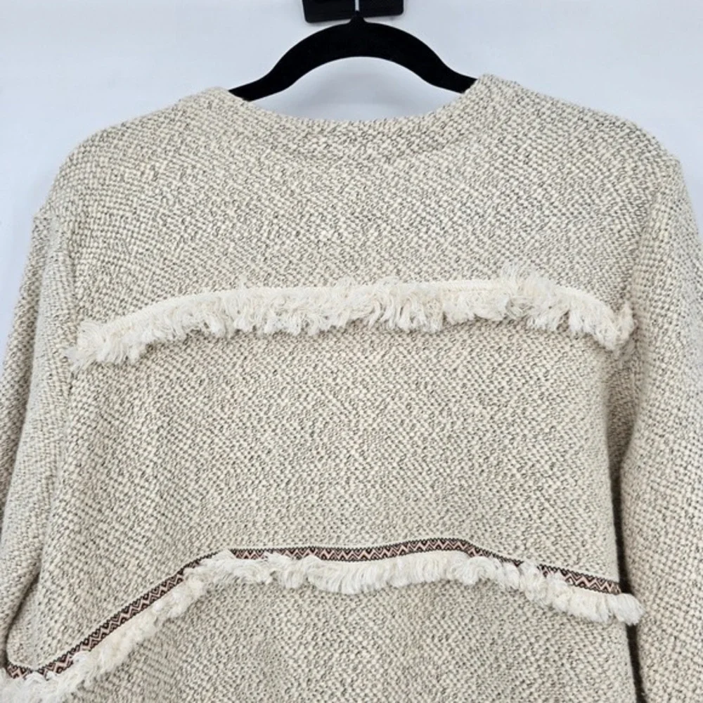 JACK by BB Dakota Cream Fringe Open Front‎ Cardigan Sweater Jacket M